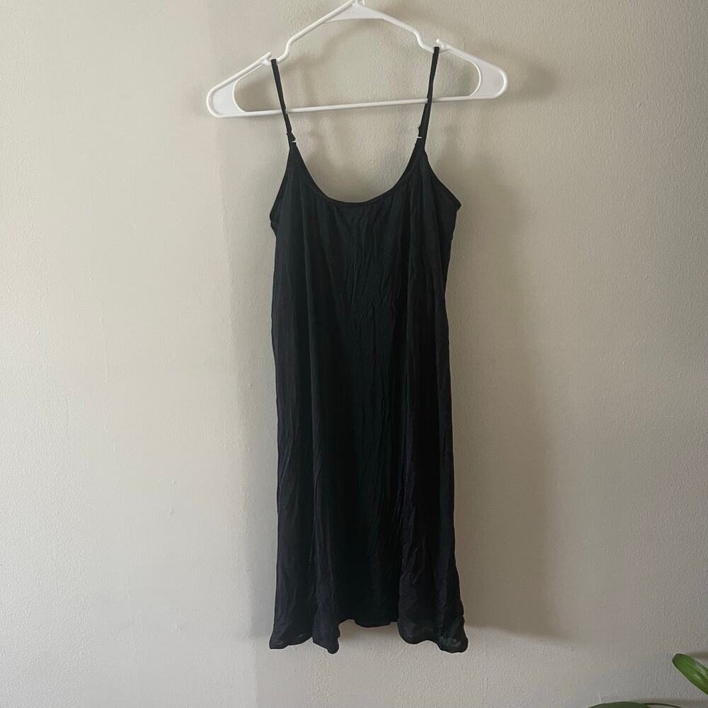 Peruvian Connection Black 100% Silk Slip Dress Chemise Medium M Luxury Layer